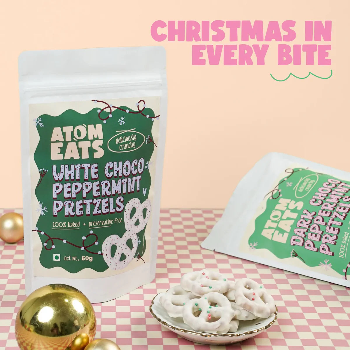 White Choco Peppermint Pretzels (50G Pack)