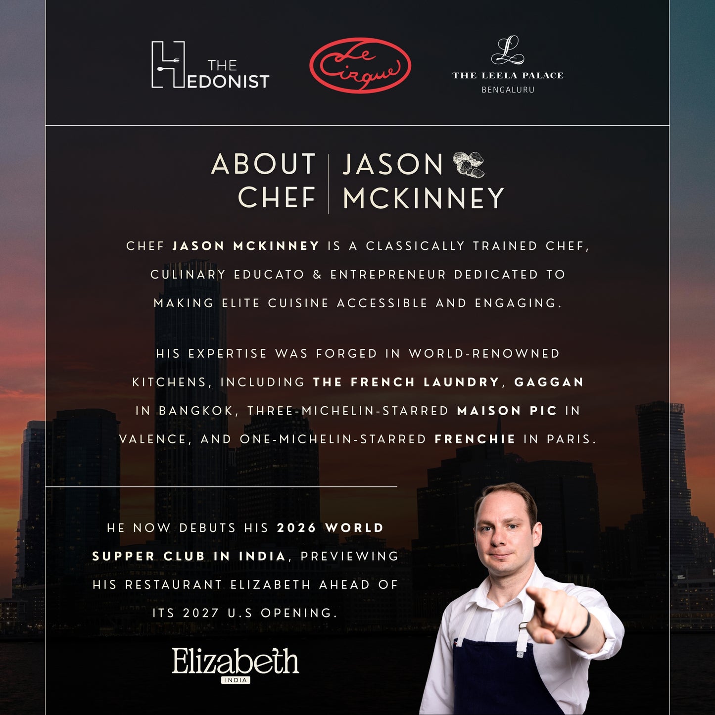 JASON MCKINNEY INDIA TOUR | 7-COURSE CHEFS TABLE | 26th & 27th March | BANGALORE