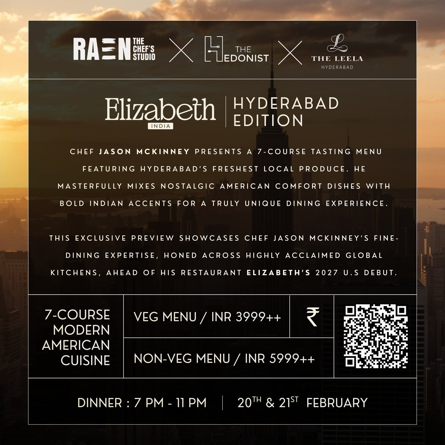 JASON MCKINNEY INDIA TOUR | 7-COURSE MENU | CHEFS TABLE | 20th & 21st FEB | HYDERABAD